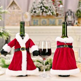 Hristmas Wine Bottle Covers - Santa Claus Style, Perfect Holiday Decor For Parties