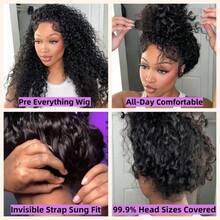 Xiayume 28 30 Inch 360 Lace Front Wigs Human Hair Invisi Strap 250 Density Deep Wave Lace Front Glueless Wigs Human Hair Pre Plucked With Drawstring 360 HD Full Lace Frontal Wigs For Women - Natural Black - 查看 11