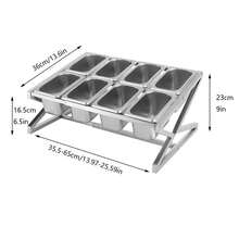 ZhdnBhnos Expandable Stainless Steel Spice Rack With 8 Pans And 8 Lids, 2-Tier Seasoning Organizer, Inclined Spice Organizer, Countertop Holder For Seasoning Ingredients For Kitchen Restaurant Buffets - 銀色 - 查看 4