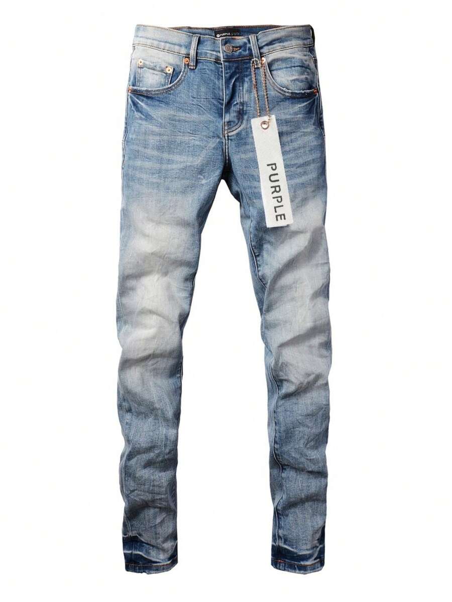 American Streetwear Men Plus Size Straight Leg Jeans Thanksgiving Day Christmas Blue Stretch Slim Fit Denim Pants For Big And Tall