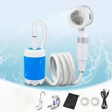 1pcs Portable USB Charging Watering System With Shower Pump- Multi-Purpose For Camping Shower/ Car Cleaning/ Pet Bathing/ Gardening Lrrigation, PVC Material Standard Thread, All-Season Outdoor Multi-Function Tool