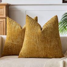 1 Vỏ gối nhung trung tính, Vỏ gối trang trí có họa tiết mềm mại, Thích hợp cho ghế sofa, giường, trang trí nhà cửa, 45 X 45 cm - Màu vàng - Xem 12