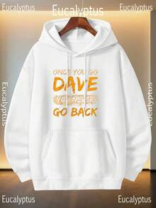 Stile casual, motivo con scritta ONCE YOU GO DAVE YOU NEVER GO BACK Felpa con cappuccio stampata da uomo, materiale in poliestere 260 g, calda e, tuta da jogging da uomo - nero - Visualizzare 3