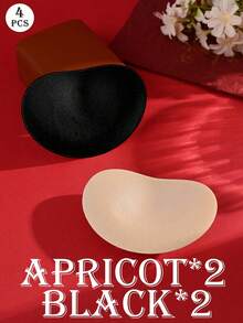 2/4 Stücke Schwarz-Aprikose Büstenhalter Polster, Länge 11 cm, Breite 8 cm, klebende BH Einsätze zum Anheben, wasserdicht für Sport, Bademode, Bikinis, Kleider