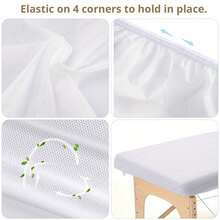 10 piezas Noverlife Sábanas desechables ajustadas para mesa de masaje de 90 x 210 cm, Cubiertas para cama de spa, Tela no tejida transpirable, Cubierta protectora desechable para mesa de masaje, Uso único para tratamientos de belleza, faciales y cuidado de la piel en salones - Blanco - Ver 6