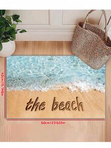 1 buc Covoraș de baie cu design literă de plajă din seria Ocean, Covoraș de baie, Covoraș de podea pentru baie, Covoraș de intrare, Preș de intrare, Covoraș de picior pentru baie, Covor decorativ