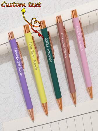 Custom Text LOGO Push-Button Glue Pen Office Stationery Student Advertising Gift Pen Can Be Laser Engraved Logo Multi-Color Metal Ballpoint Pen, Back School Gift, Daily Office Student Teacher Daily Use, Can Engrave The Text You Want, Metal Ballpoint Pen, A Perfect Gift For Children Friends Teachers Family