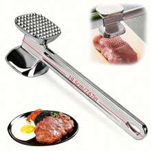 1pc Stainless Steel Meat Tenderizer Mallet - Double-Sided, Heavy-Duty Tool, Used For Grilling Beef, Chicken And Pork - Suitable For Outdoor Barbecues And Cooking, Camping Cookware | Stainless Steel Mallet | Durable Kitchen Tool, Meat Tenderizer Mallet, [4 Seasons Available] - Multicolor - View 4