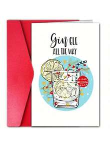 Thiệp Giáng sinh Merry & Bright Gin Pun - Lời chúc mừng ngày lễ vui nhộn cho bạn bè và gia đình, Thiết kế hoạt hình, Hoàn hảo cho văn phòng phẩm và bao bì quà tặng, Giáng sinh - Nhiều màu - Xem 6