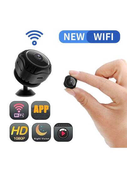1pc Round Mini Security Camera Wireless Hidden WiFi Camera, 1080P Night Vision Function, Convenient Installation Of Magnetic Attraction, Motion Detection, 360 Adjustment, Home, Outdoor Indoor Environment, Good Choice s.