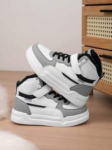 1 par de zapatos deportivos de invierno para niños con cierre de gancho y bucle, planos, cómodos y con forro térmico, zapatos casuales navideños para niños, adecuados para actividades diarias al aire libre en invierno