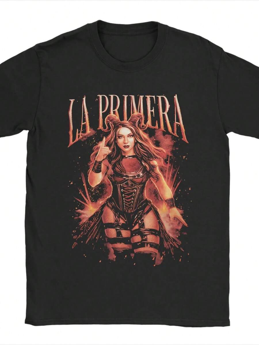 Stephanie Vaquer Wrestler Merch Unisex T Shirts Cotton Tee Graphic Printed  T-Shirt Clothes. - 黑色3 - 查看 1