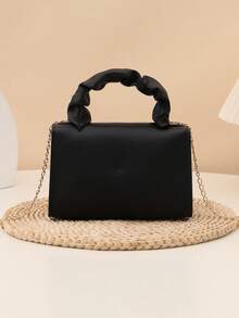 Soft Faux Fur Chain Strap Crossbody Bag, Casual Street Shopping Fuzzy Wristlet Handbag, Autumn/Winter - Black - View 4