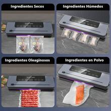 Máquina de sellador de vacío automático con 10 bolsas, preservación de alimentos compactos multifuncionales, material ABS, 110V/220V, enchufe de EE. UU., No se requiere batería, para el mantenimiento de la frescura - Gris Oscuro - Ver 3