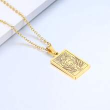 镀金不锈钢塔罗牌和十二星座项链 - 12 个星座和神秘符号复古吊坠，精致链条，适合日常佩戴，适合女性感恩节礼物，精神礼品，十二星座主题珠宝，耐用珠宝 - 金色 - 查看 5