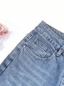 HIMARRI Elegantes jeans azules de mezclilla acampanados para mujer con detalles de estrellas, muy elásticos, largos y casuales. - Azul - Ver 4