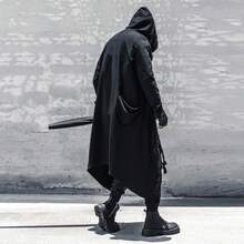 Gothic Cloak Long Hoodie Men Black Wizard Hoodies Streetwear Cardigan Hoodie Techwear Malehalloween - 3X-大號 - 查看 2