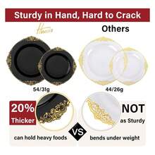 Black Plastic Plates Disposable Set - 350pc Party Supplies For 50 Guests, 10.25" Dinner & 7.5" Dessert Plates, Silverware, Cups - 如圖/E - 查看 3