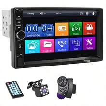 1 DIN Car Radio, 7-Inch Car Multimedia Player, Supports CarPlay, Android Auto, HD Touchscreen, Smartphone Connectivity, FM/AUX Input