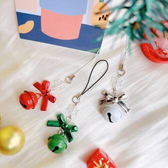 Original Design Bow & Christmas Bell Phone Lanyard, Phone Accessories, Phone Strap, Bag Charm
