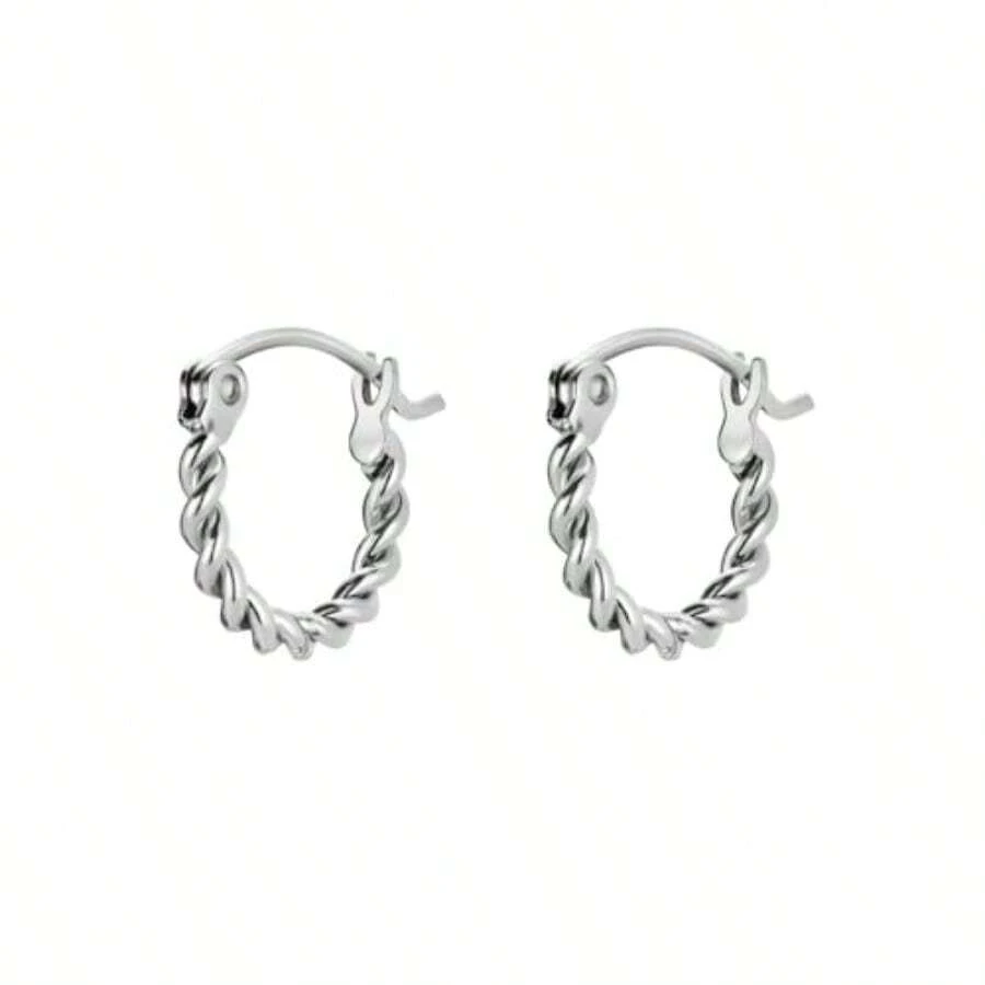 Rosefield Women's Twisted SilverTone Hoop Earrings 1.55cm Silver One Size