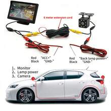 4.3 Inch Monitor Universal Car Monitor Camera, Parking Backup Rearview Camera Kit, HD Reverse Rearview Camera, 8LED/12LED Lights HD Reversing Camera Kit,Great For Sedans, Pickup Trucks, SUVs And Other Cars Reversing Kit