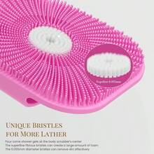 Zinc Infused Silicone Body Scrubber Men, New Upgrade Deep Exfoliating Body Scrubber Shower, Silicone Loofah Men Sensitive Skin With Lathering Bristles And Non - Slip Handle Gray - 粉色 - 查看 3