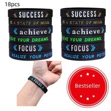 1 件/3 件激励焦点成功实现信念橡胶手环硅胶腕带 - 黑色 - 查看 19
