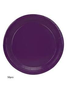 10pcs/20pcs/50pcs Dark Purple Party Supplies Solid Dark Purple Tableware Including 7 Inch And 9 Inch Paper Dinner Plates For Wedding Birthday Party Picnic Barbecue - Purple - View 10