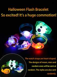 24pcs-LED All Saints' Day Light Up Bracelets, Light-Up Watch Strap Flashing Wristband Ornament Bracelet, Gift Bag Stuffing Birthday ,Graduation,Wedding,Party,Birthday,Party Decorations,Glow In The Dark,Party Bag Fillers Toys,Holiday Accessories,Party Favours,Outdoor Games,Glowing Party Supplies,Halloween Decorations(Random Style)