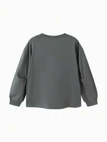 Balabala Girls'  Long - Sleeve T - Shirt Comfortable Cotton Blend T-Shirt - Gray Tone - View 5