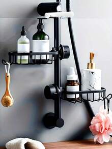 1 Stück Badezimmer Duschraum, Toiletten Duschablage, Platz Aluminium Badezimmer Duschstange Ablage, Armatur, Netzkorb, Aufbewahrung