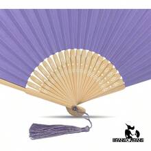 Paper Handheld Folding Fan With A Tassel And Grade A Bamboo Ribs For Women Girls Summer Party Favour Birthday Wedding Gift Soft Pastel Purple