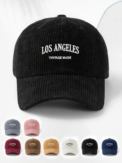 1pc SYNA Embroidered Corduroy Retro Style Soft Top Baseball Cap, Adjustable Circumference, Casual, Running, Sports, Vacation, Outdoor Activities, Enthusiasts Essential, Autumn/Winter