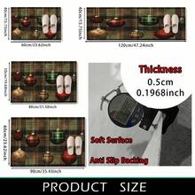 1pc Christmas Plaid & Colorful Christmas Ball Pattern Faux Wool Surface TPR Bottom Doormat, Bathroom Mat, Kitchen Mat, Laundry Room Mat, Holiday Decor, Home Decor, Party Decor, Wedding Decor, Dining Decor - Multicolor - View 14