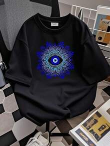 180g pure Cotton Evil Eye Sweatshirt, Evil Eye Mandala Shirt, Trendy Eye Shirt, Boho Shirt, Gift For Her, Mystical Shirt, Protect Your Energy Shirt, Comfortable Breathable streetwear T-Shirt For Women Casual women Women Top Graphic Tees fashion Casual - Negro - Ver 2