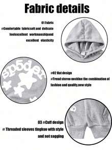 Sudadera con capucha de estrella para hombre Y2K Sp5der, sudadera con capucha con estampado de letras, informal, de manga larga, estilo urbano - Gris - Ver 7