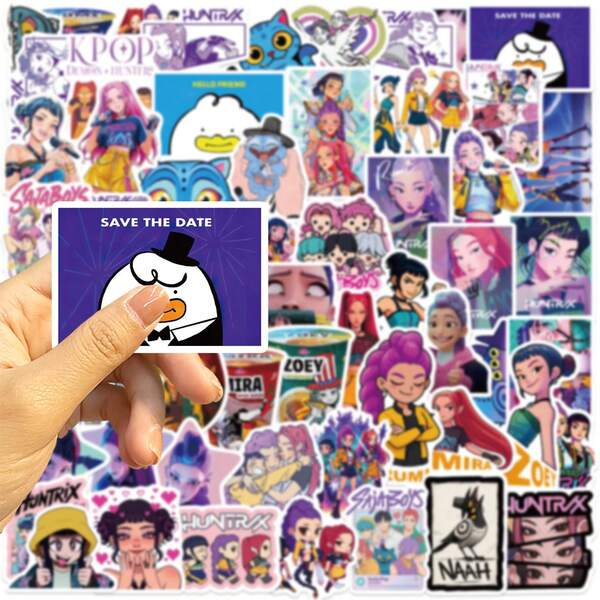 60pcs Witch Hunting Crew Creative Graffiti Stickers, Cartoon DIY Decor For Phone Case, Luggage, Diary, Waterproof Gift