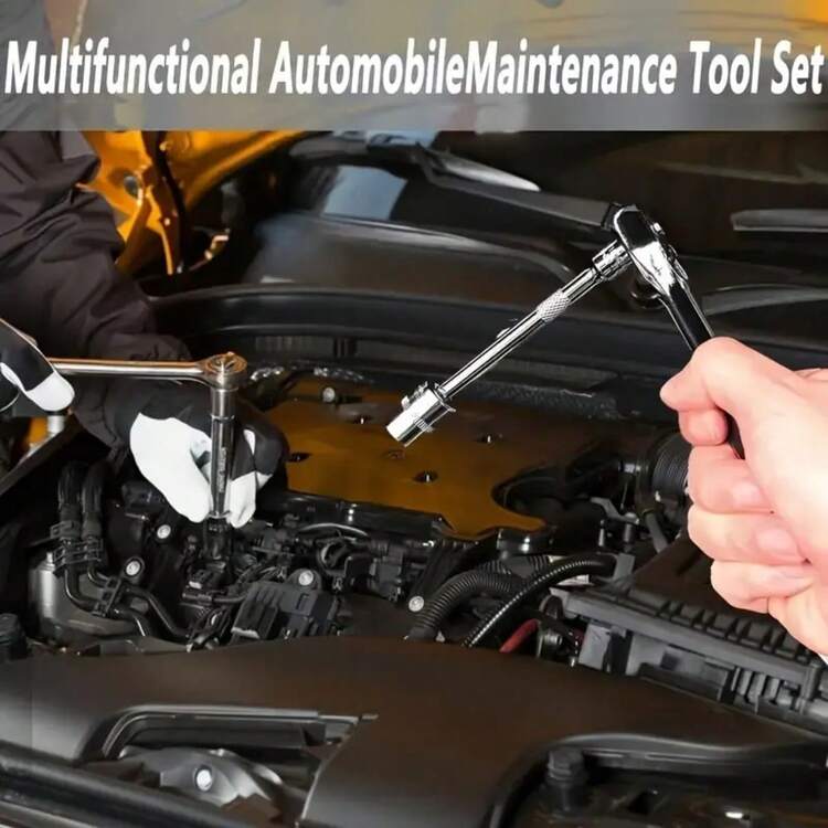 46pcs Automotive Repair Tool Kit - Premium Ratchet Torque Wrench And Screwdriver Set - Highly Portable, Multi-Purpose Solution For Car, Bicycle And Motorcycle Maintenance - Multicolor - View 6