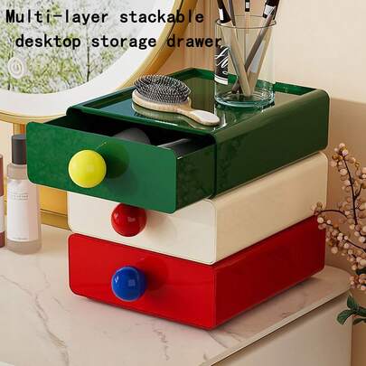 Cajones de escritorio de dopamina, caja de almacenamiento apilable, organizador de suministros de oficina para dormitorio, hogar y estudio