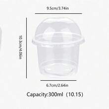 20/50PC Disposable 10oz Transparent Plastic Cups, Plastic Dessert Cups With Dome LIDS, Yogurt Jelly Cups, Leak-Free Independent Party Snack Cups, Suitable For Cakes, Puddings, Mousse, Milkshakes, Yogurt, Ice Cream, And Fruits - trong suốt - Xem 8
