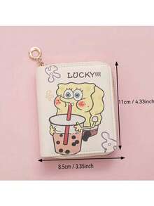 1 قطعة محفظة صغيرة بسحاب بتصميم كرتوني لشخصية سبونج بوب مناسبة للسفر والهدايا