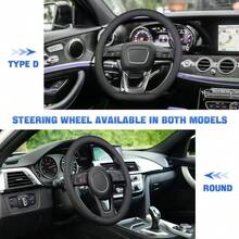 Funda para Volante en Forma de D, Funda para Volante de Coche, 15 Pulgadas, Transpirable, Antideslizante, con 1 pcs Toallas de Limpieza de Microfibra A - A - Ver 6