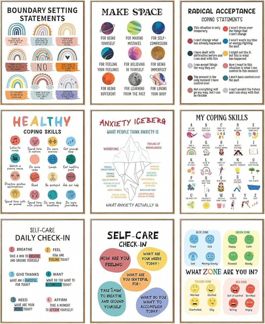 Calming Corner Classroom Posters 8x10 In, Feelings Wheel Chart ...
