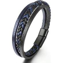 Men S Braided Leather Bracelet Stylish Magnetic Clasp Premium Handmade Wristband Available In 19cm And 21cm For Perfect Fit