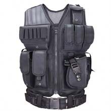 Airsoft Vest Adult Adjustable SXXXXL Tactical Vest For Men Lightweight Breathable 600D Nylon Youth Combat Vest For Paintball Training Black