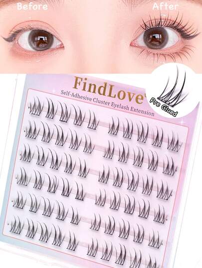 60 grappoli di ciglie finte pre-incollate, stile coreano, senza bisogno di colla, riutilizzabili, a lunga durata, effetto naturale, 9-13mm, regalo per donne e ragazze, accessori per il trucco