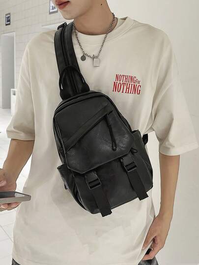 peach tree 1 Peça Bolsa de Peito Unissex de Couro PU Vintage, Mochila, Bolsa de Ombro, Porta-Garrafa de Água, Bolsa para Ciclismo, Bolsa Transversal, Versátil, Minimalista, Cor Sólida, Casual, Negócios, Viagem, Outdoor, Presente para Homens, Pai, Halloween, Natal