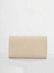 Túi cầm tay dây sắt đơn giản thời trang dành cho nữ, túi da PU dùng cho buổi tối, thích hợp cho đám cưới, dạ hội, sự kiện trang trọng, tiệc tùng, túi đeo vai/đeo chéo chất lượng cao - Màu be - Xem 5