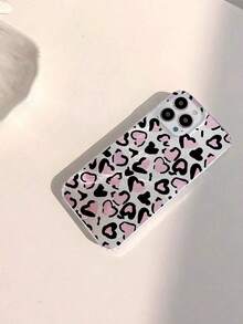 Custodia creativa per telefono con stampa leopardata a cuore, finitura screpolata minimalista, compatibile con serie Apple 17, 11/12/12 Pro, 13/14/15, 13 Pro/14 Pro/15 Pro, anti-caduta 12 Pro Max/13 Pro Max/14 Pro Max/15 Pro Max, custodia morbida 16/16 Pro/16 Pro Max, cover protettiva per telefono